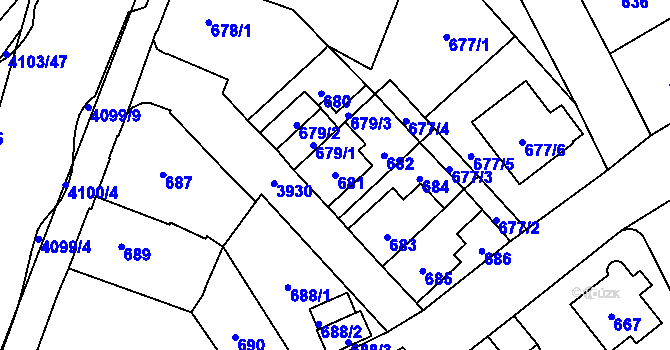 Parcela st. 681 v KÚ Nová Paka, Katastrální mapa