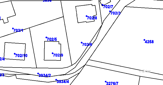 Parcela st. 702/6 v KÚ Nová Paka, Katastrální mapa