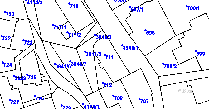 Parcela st. 711 v KÚ Nová Paka, Katastrální mapa