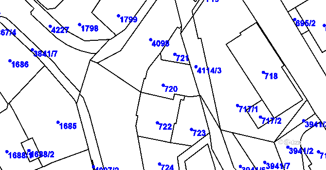 Parcela st. 720 v KÚ Nová Paka, Katastrální mapa