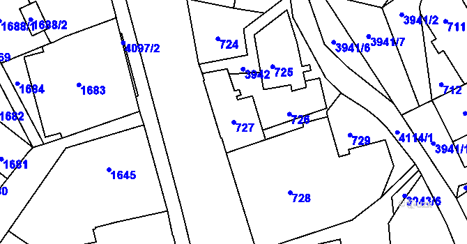 Parcela st. 727 v KÚ Nová Paka, Katastrální mapa