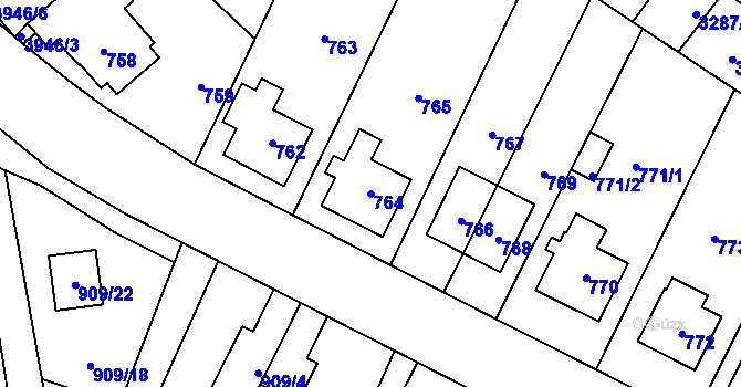 Parcela st. 764 v KÚ Nová Paka, Katastrální mapa
