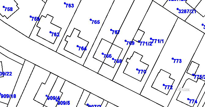 Parcela st. 766 v KÚ Nová Paka, Katastrální mapa