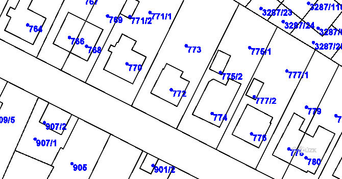 Parcela st. 772 v KÚ Nová Paka, Katastrální mapa