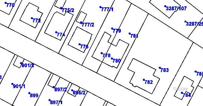 Parcela st. 778 v KÚ Nová Paka, Katastrální mapa