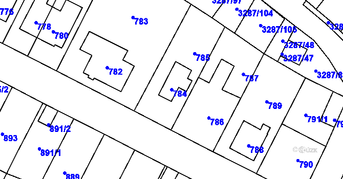 Parcela st. 784 v KÚ Nová Paka, Katastrální mapa