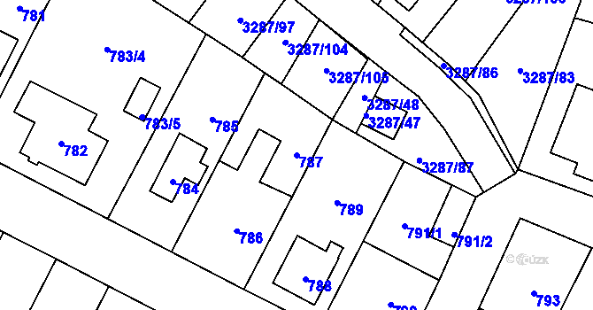 Parcela st. 787 v KÚ Nová Paka, Katastrální mapa