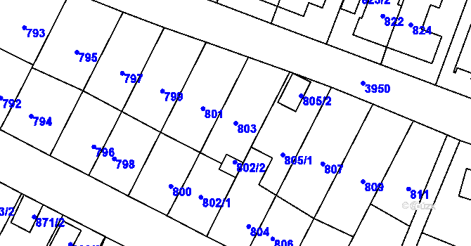 Parcela st. 803 v KÚ Nová Paka, Katastrální mapa
