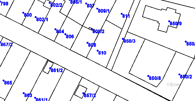 Parcela st. 810 v KÚ Nová Paka, Katastrální mapa