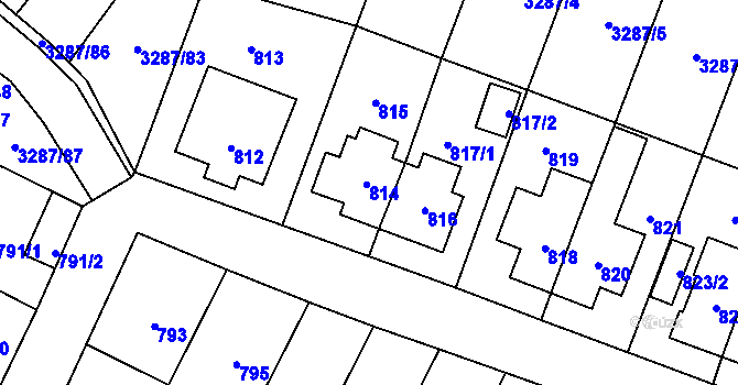 Parcela st. 814 v KÚ Nová Paka, Katastrální mapa