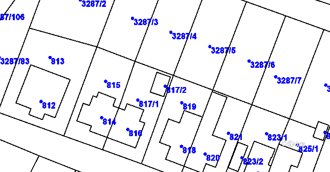 Parcela st. 817/2 v KÚ Nová Paka, Katastrální mapa