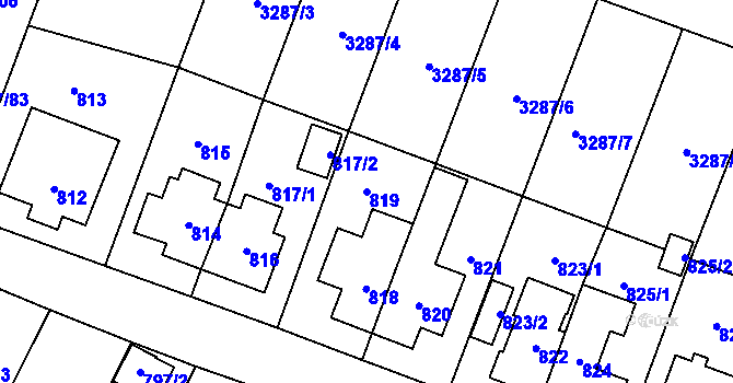Parcela st. 819 v KÚ Nová Paka, Katastrální mapa