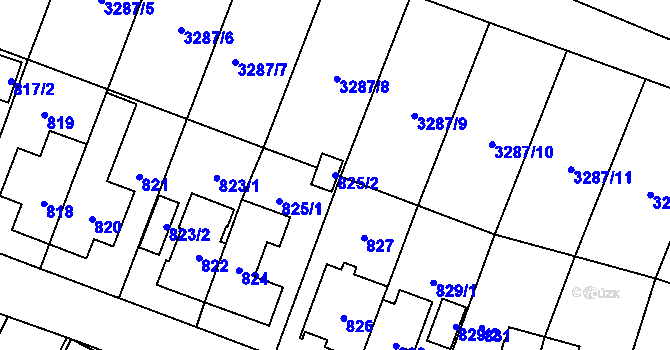 Parcela st. 825/2 v KÚ Nová Paka, Katastrální mapa
