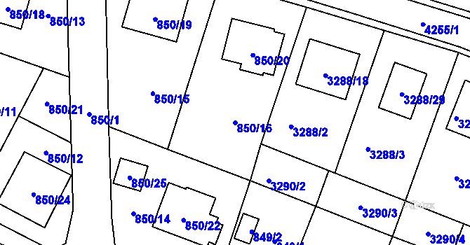 Parcela st. 850/16 v KÚ Nová Paka, Katastrální mapa