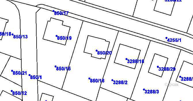 Parcela st. 850/20 v KÚ Nová Paka, Katastrální mapa