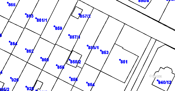 Parcela st. 855/1 v KÚ Nová Paka, Katastrální mapa