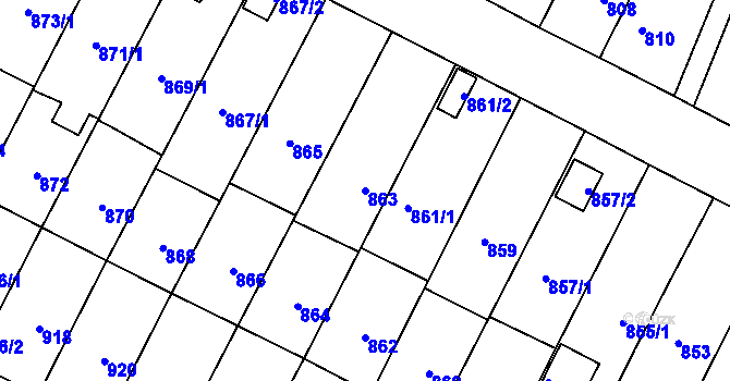 Parcela st. 863 v KÚ Nová Paka, Katastrální mapa