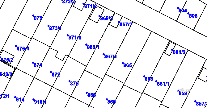 Parcela st. 867/1 v KÚ Nová Paka, Katastrální mapa
