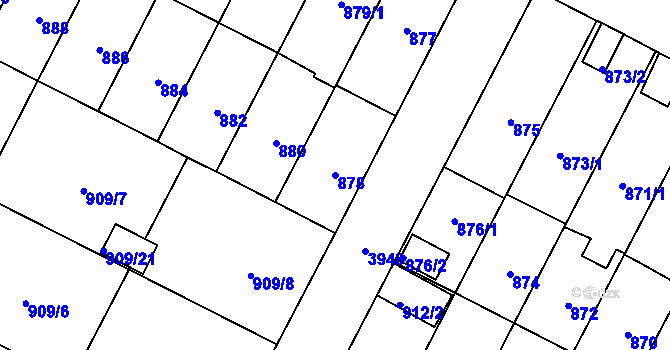 Parcela st. 878 v KÚ Nová Paka, Katastrální mapa