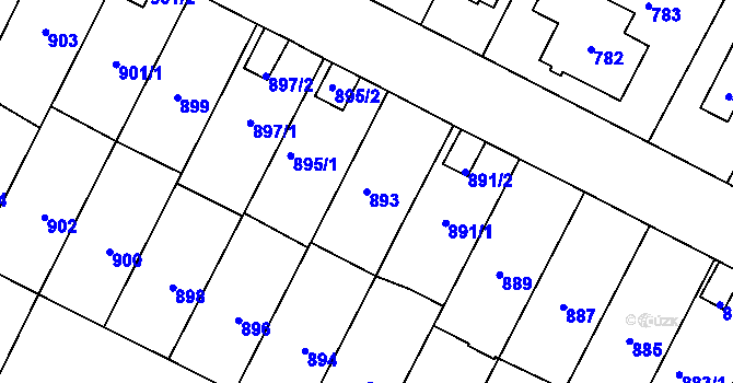 Parcela st. 893 v KÚ Nová Paka, Katastrální mapa
