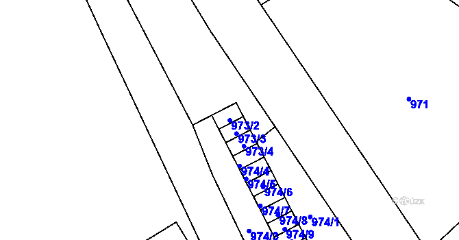 Parcela st. 973/2 v KÚ Nová Paka, Katastrální mapa