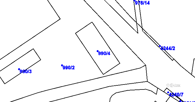 Parcela st. 990/4 v KÚ Nová Paka, Katastrální mapa