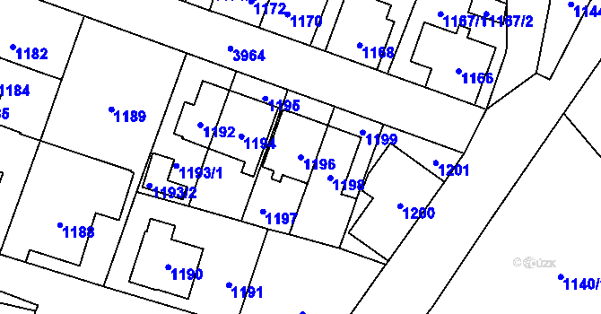 Parcela st. 1196 v KÚ Nová Paka, Katastrální mapa