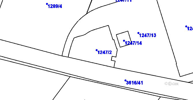 Parcela st. 1247/2 v KÚ Nová Paka, Katastrální mapa
