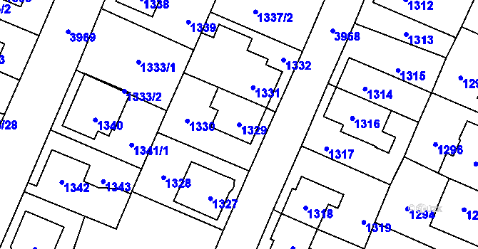 Parcela st. 1329 v KÚ Nová Paka, Katastrální mapa
