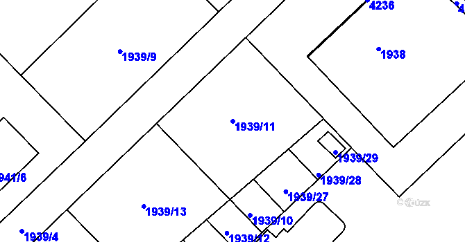 Parcela st. 1939/11 v KÚ Nová Paka, Katastrální mapa