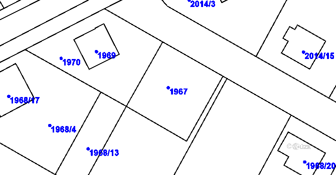 Parcela st. 1967 v KÚ Nová Paka, Katastrální mapa