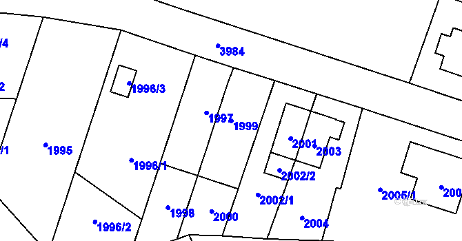 Parcela st. 1999 v KÚ Nová Paka, Katastrální mapa