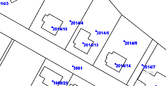 Parcela st. 2014/13 v KÚ Nová Paka, Katastrální mapa
