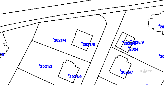 Parcela st. 2021/8 v KÚ Nová Paka, Katastrální mapa
