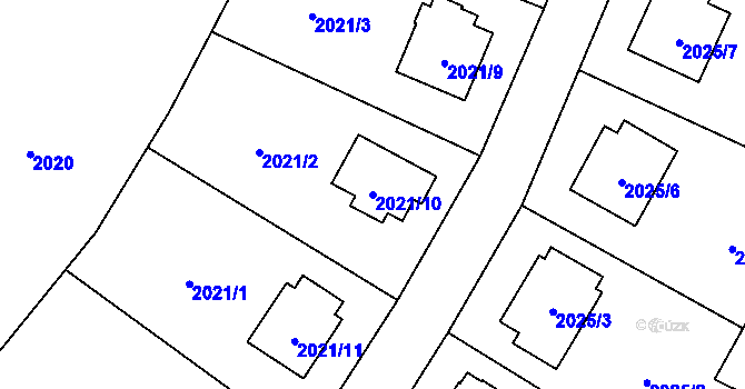 Parcela st. 2021/10 v KÚ Nová Paka, Katastrální mapa