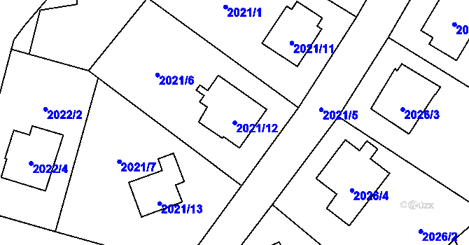 Parcela st. 2021/12 v KÚ Nová Paka, Katastrální mapa