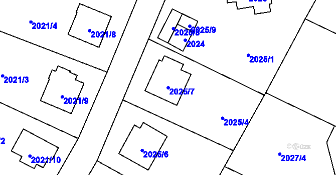 Parcela st. 2025/7 v KÚ Nová Paka, Katastrální mapa