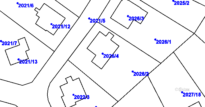Parcela st. 2026/4 v KÚ Nová Paka, Katastrální mapa