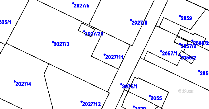 Parcela st. 2027/11 v KÚ Nová Paka, Katastrální mapa