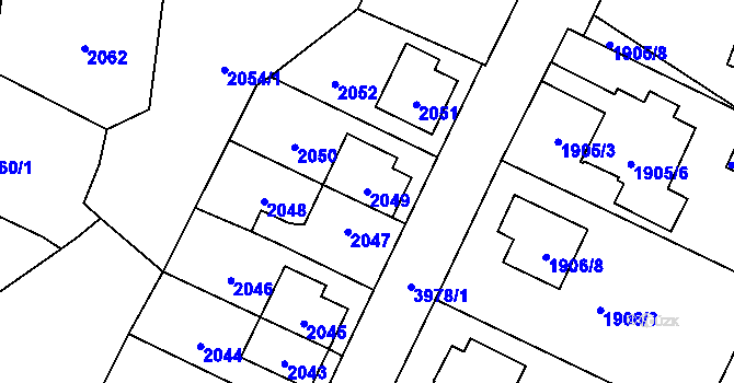 Parcela st. 2049 v KÚ Nová Paka, Katastrální mapa