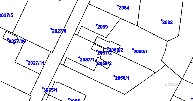 Parcela st. 2057/2 v KÚ Nová Paka, Katastrální mapa