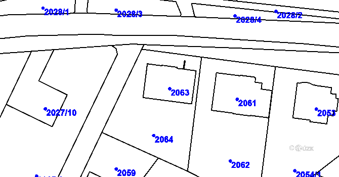 Parcela st. 2063 v KÚ Nová Paka, Katastrální mapa
