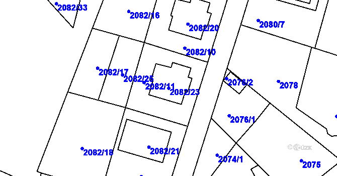 Parcela st. 2082/23 v KÚ Nová Paka, Katastrální mapa