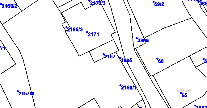 Parcela st. 2167 v KÚ Nová Paka, Katastrální mapa