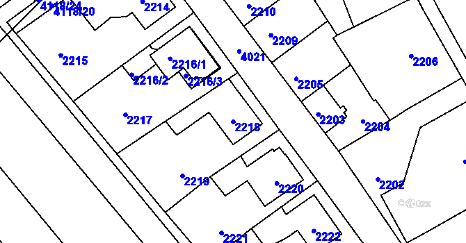 Parcela st. 2218 v KÚ Nová Paka, Katastrální mapa