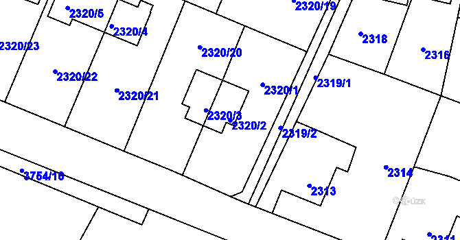 Parcela st. 2320/2 v KÚ Nová Paka, Katastrální mapa