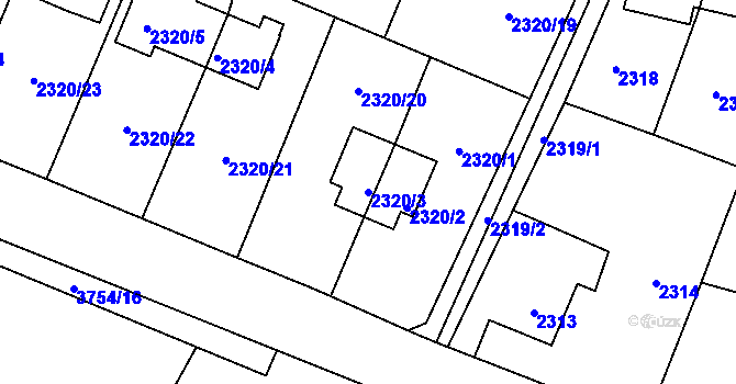 Parcela st. 2320/3 v KÚ Nová Paka, Katastrální mapa