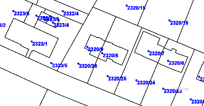 Parcela st. 2320/8 v KÚ Nová Paka, Katastrální mapa