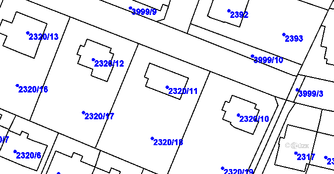 Parcela st. 2320/11 v KÚ Nová Paka, Katastrální mapa