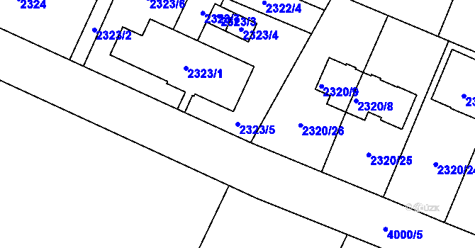 Parcela st. 2323/5 v KÚ Nová Paka, Katastrální mapa